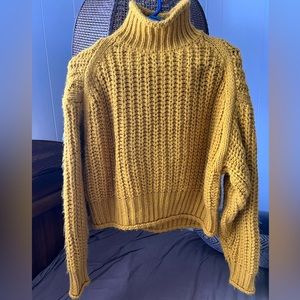 H&M Chunky Knit 🧶 Ribbed Cropped Rolled Turtleneck Sweater Women’s Size XS